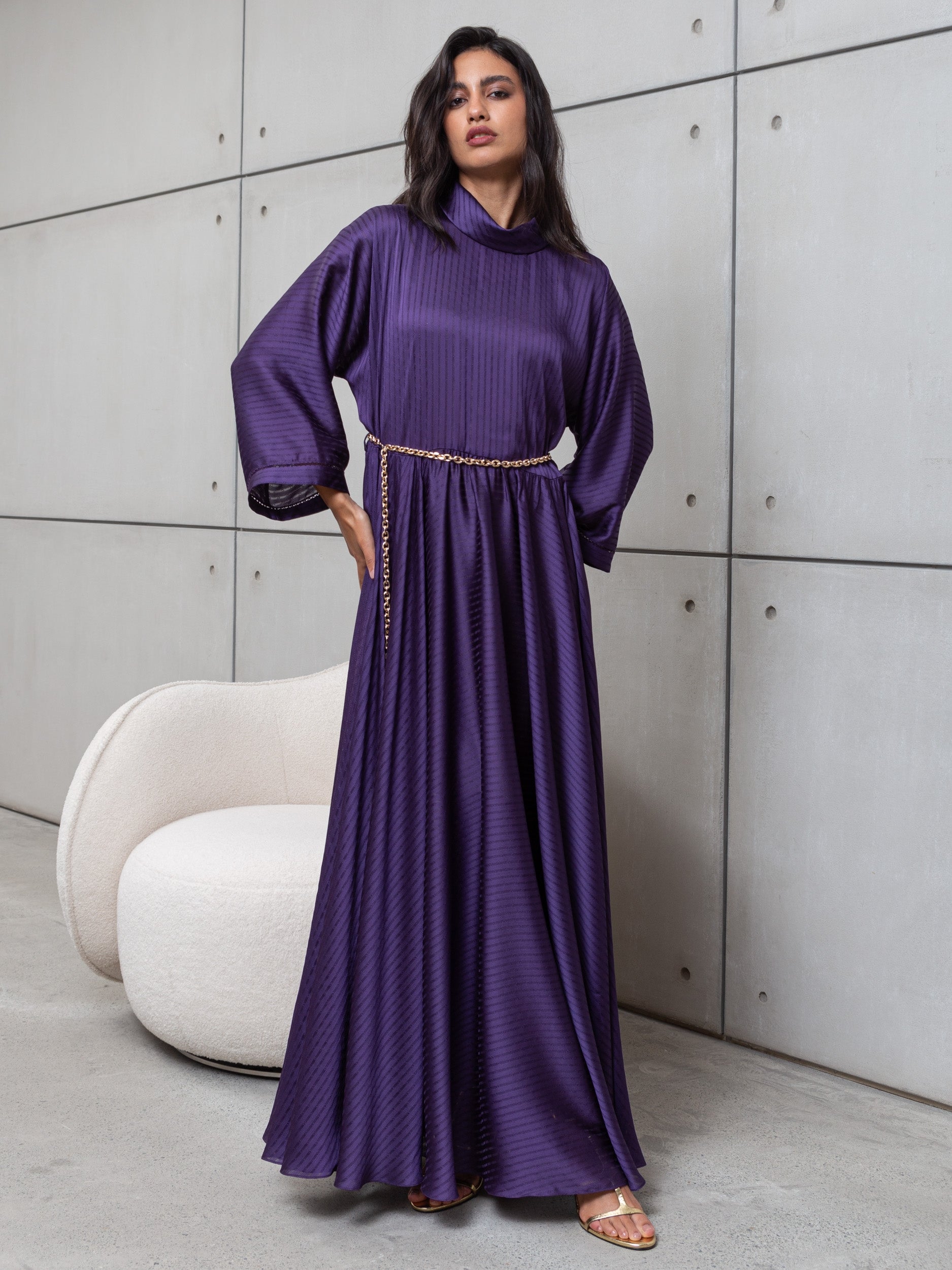 LOOSE STRIPE KAFTAN IN PURPLE