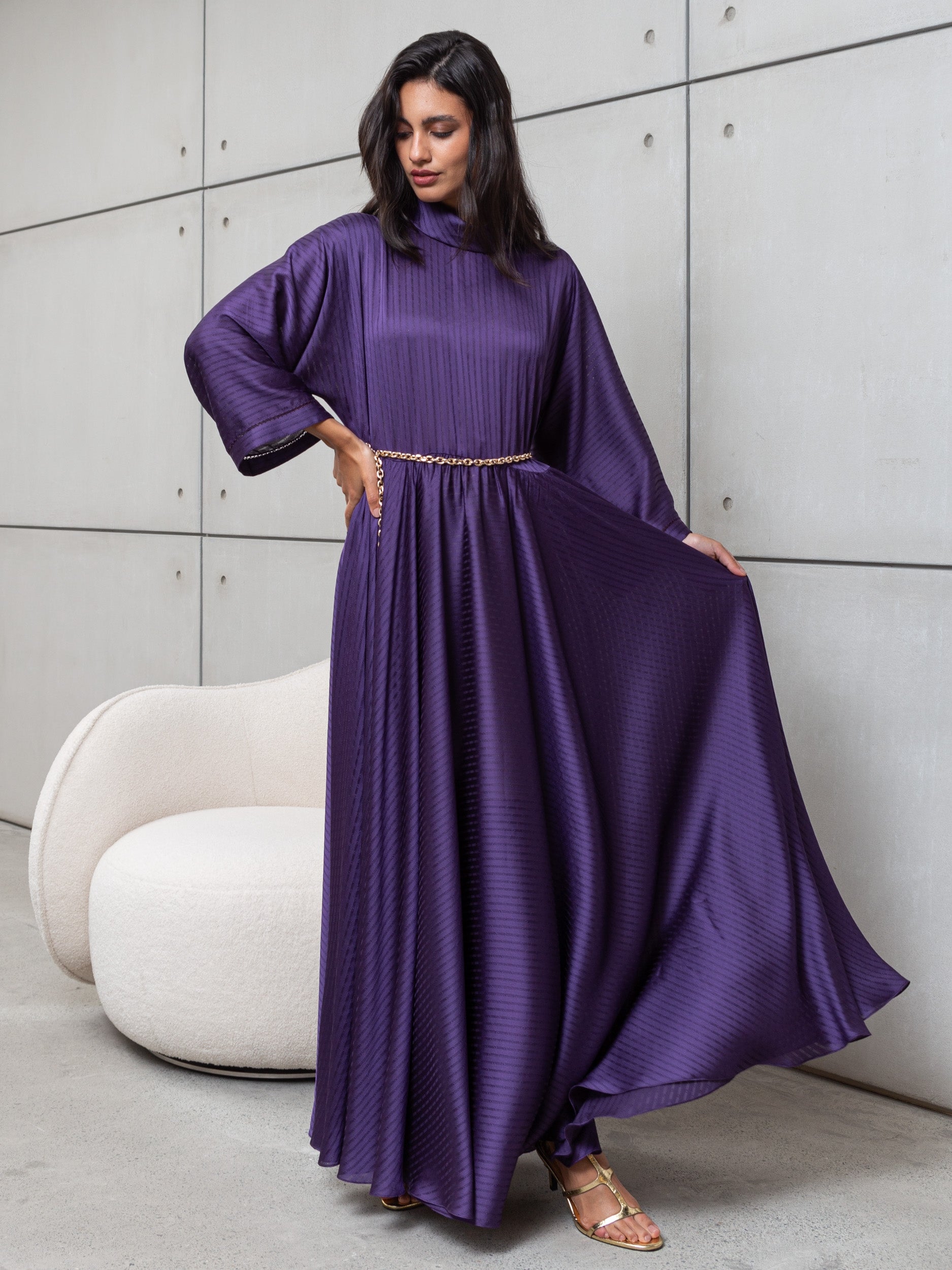 LOOSE STRIPE KAFTAN IN PURPLE