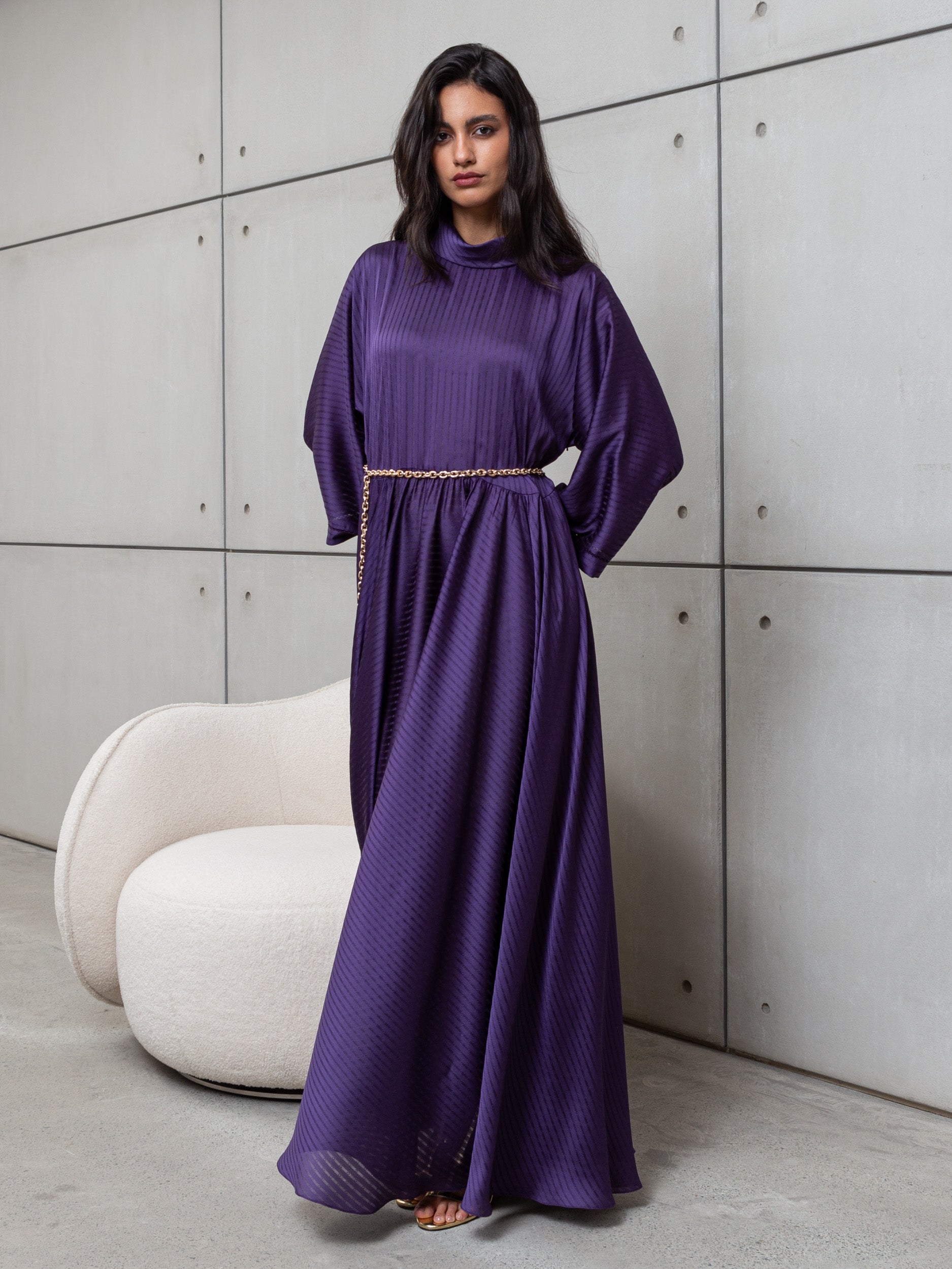 LOOSE STRIPE KAFTAN IN PURPLE