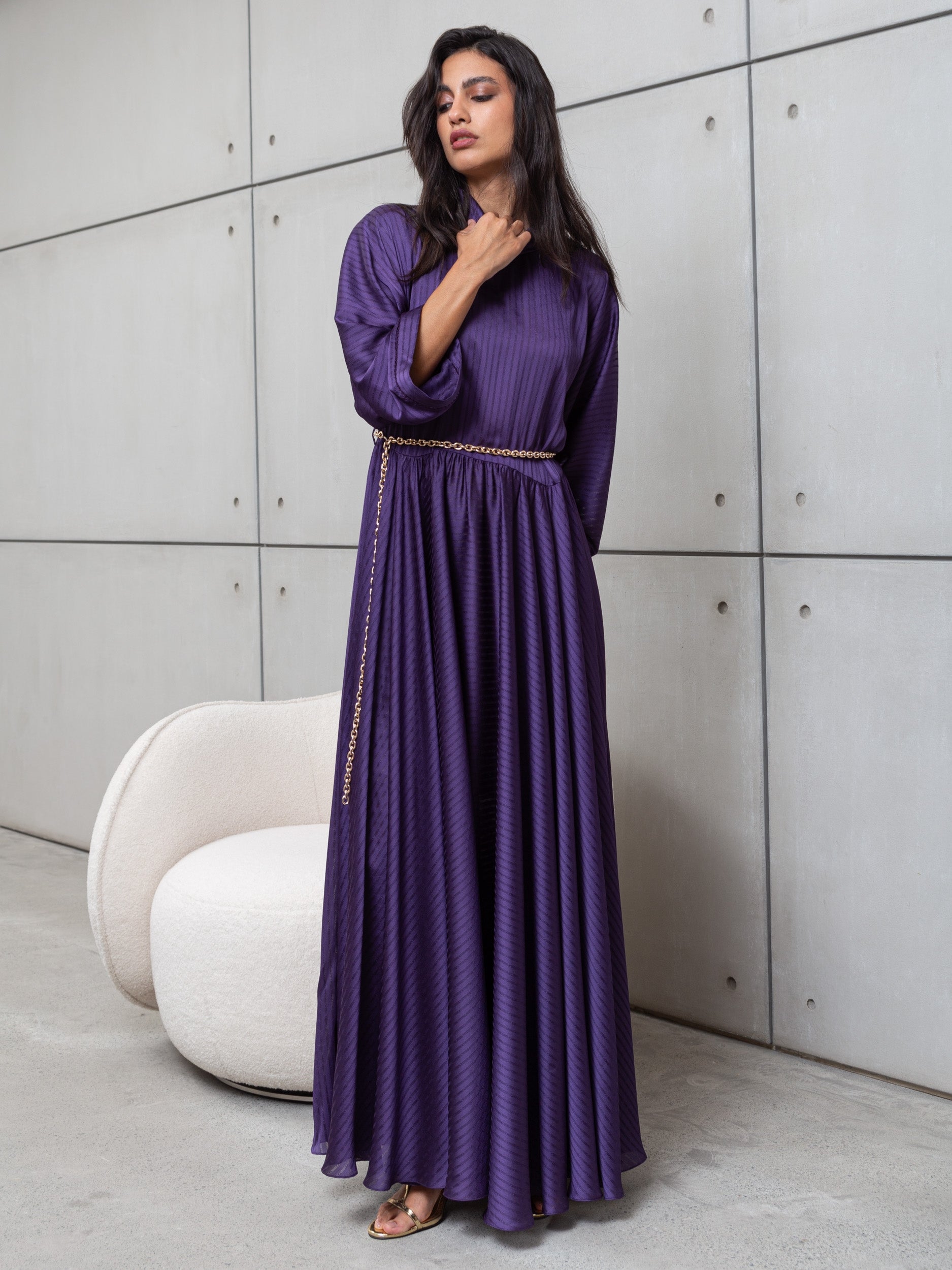 LOOSE STRIPE KAFTAN IN PURPLE