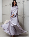 LOOSE STRIPE KAFTAN IN LIGHT GREY