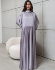 LOOSE STRIPE KAFTAN IN LIGHT GREY