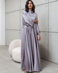 LOOSE STRIPE KAFTAN IN LIGHT GREY