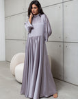 LOOSE STRIPE KAFTAN IN LIGHT GREY