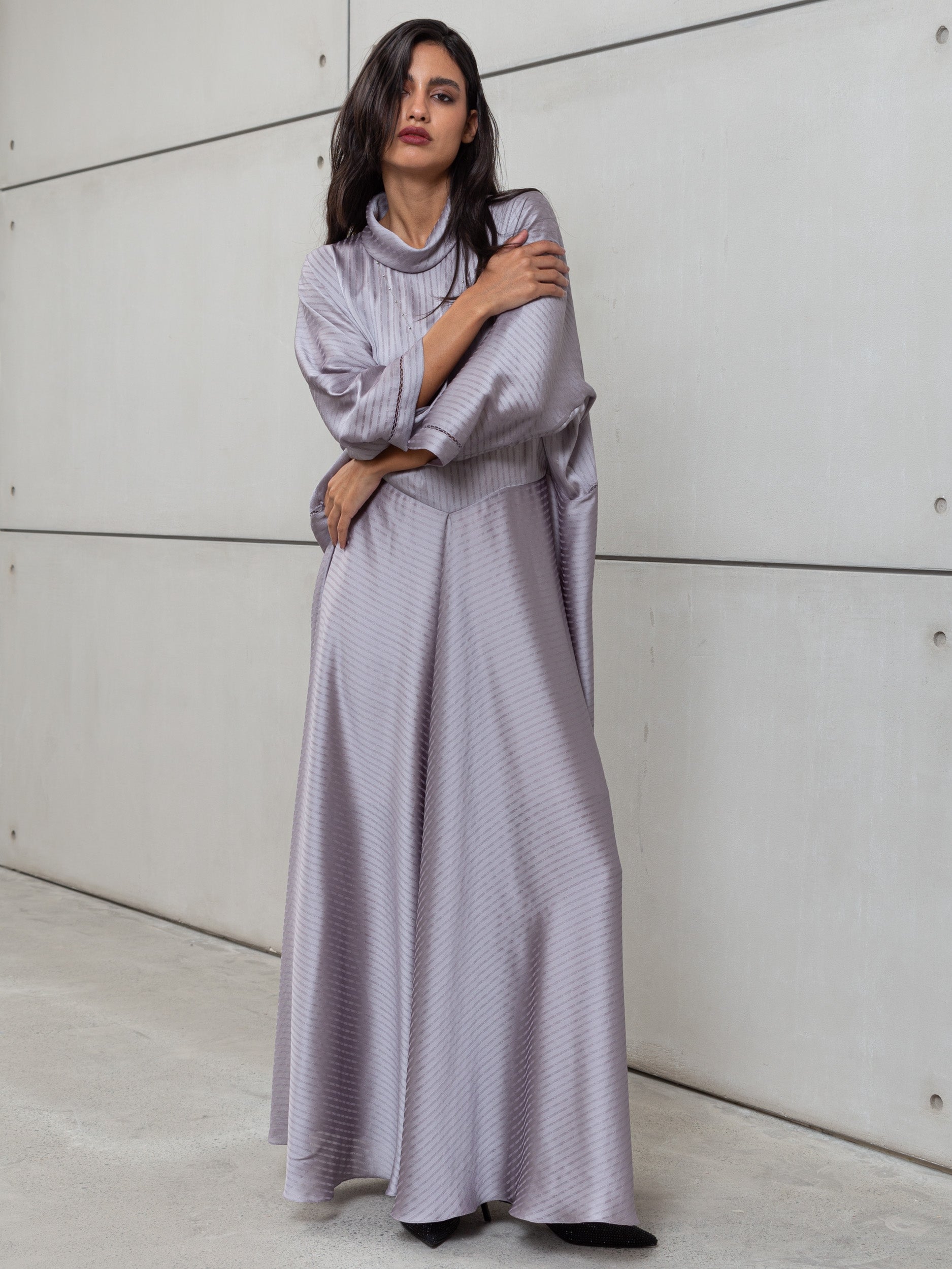 LOOSE STRIPE KAFTAN IN GREY