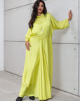 LOOSE STRIPE KAFTAN IN NEON YELLOW