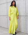 LOOSE STRIPE KAFTAN IN NEON YELLOW