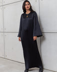 PLEATED KAFTAN IN BLACK