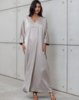 KAFTAN DRESS IN GREIGE