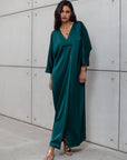 KAFTAN DRESS IN EMERALD GREEN