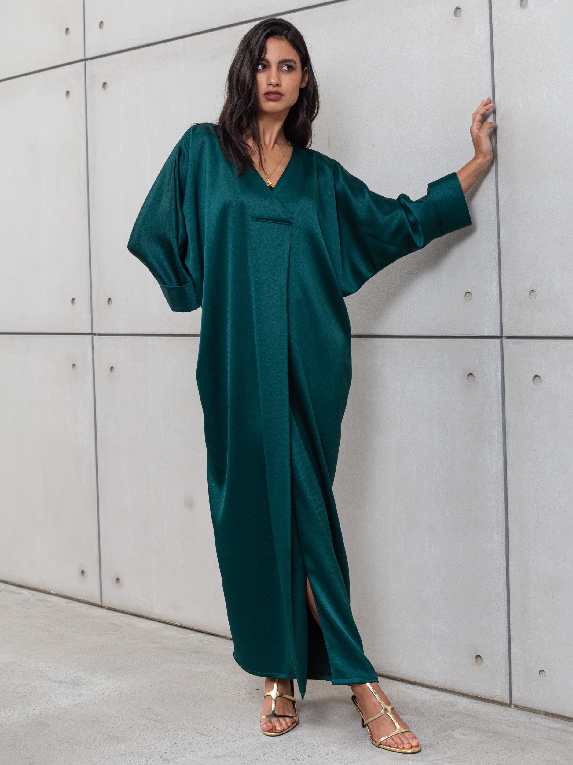 Emerald green kaftan dress hotsell