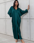 KAFTAN DRESS IN EMERALD GREEN