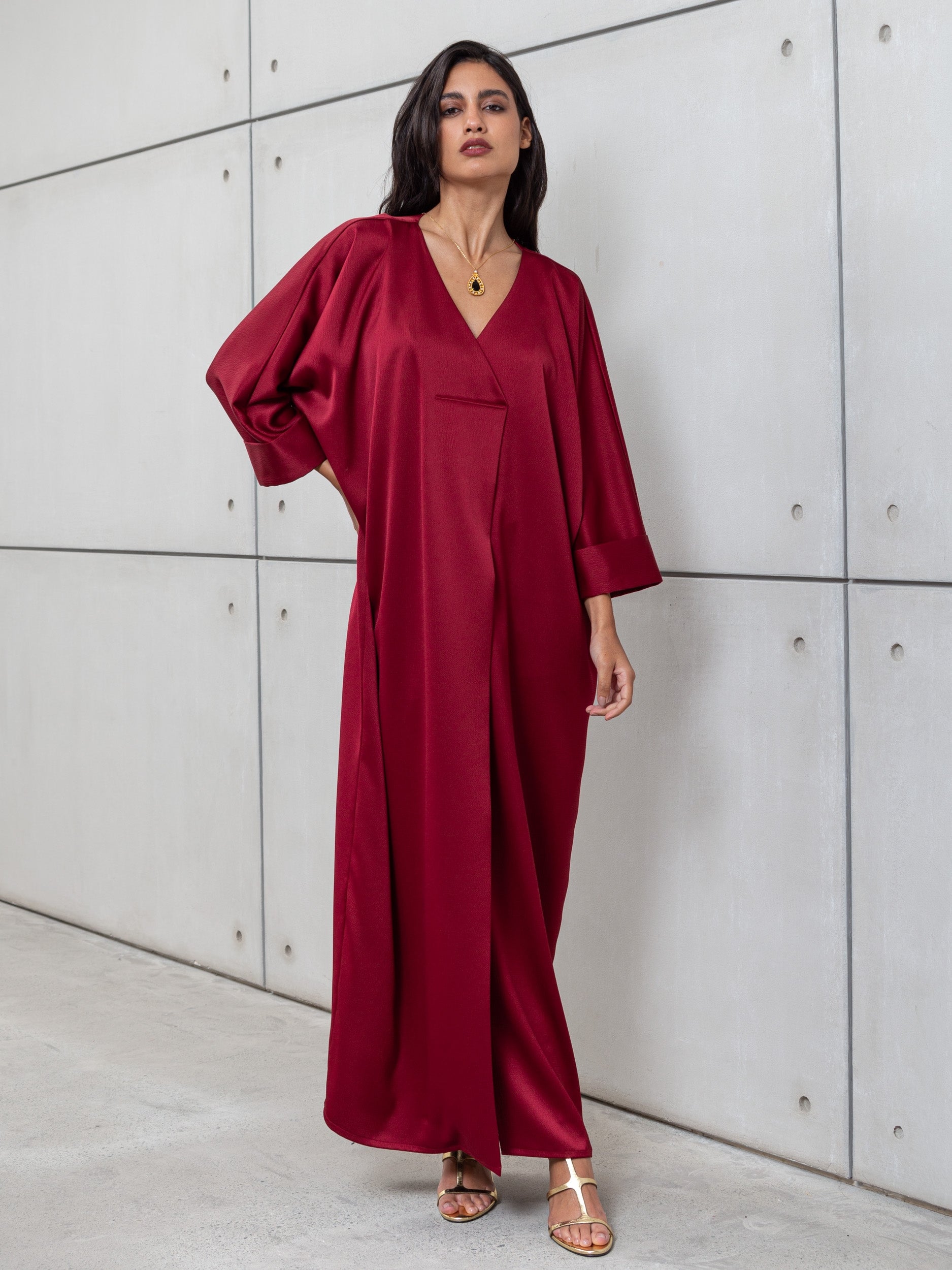 kaftan red dress Sindhura Embroidered Silk Kaftan