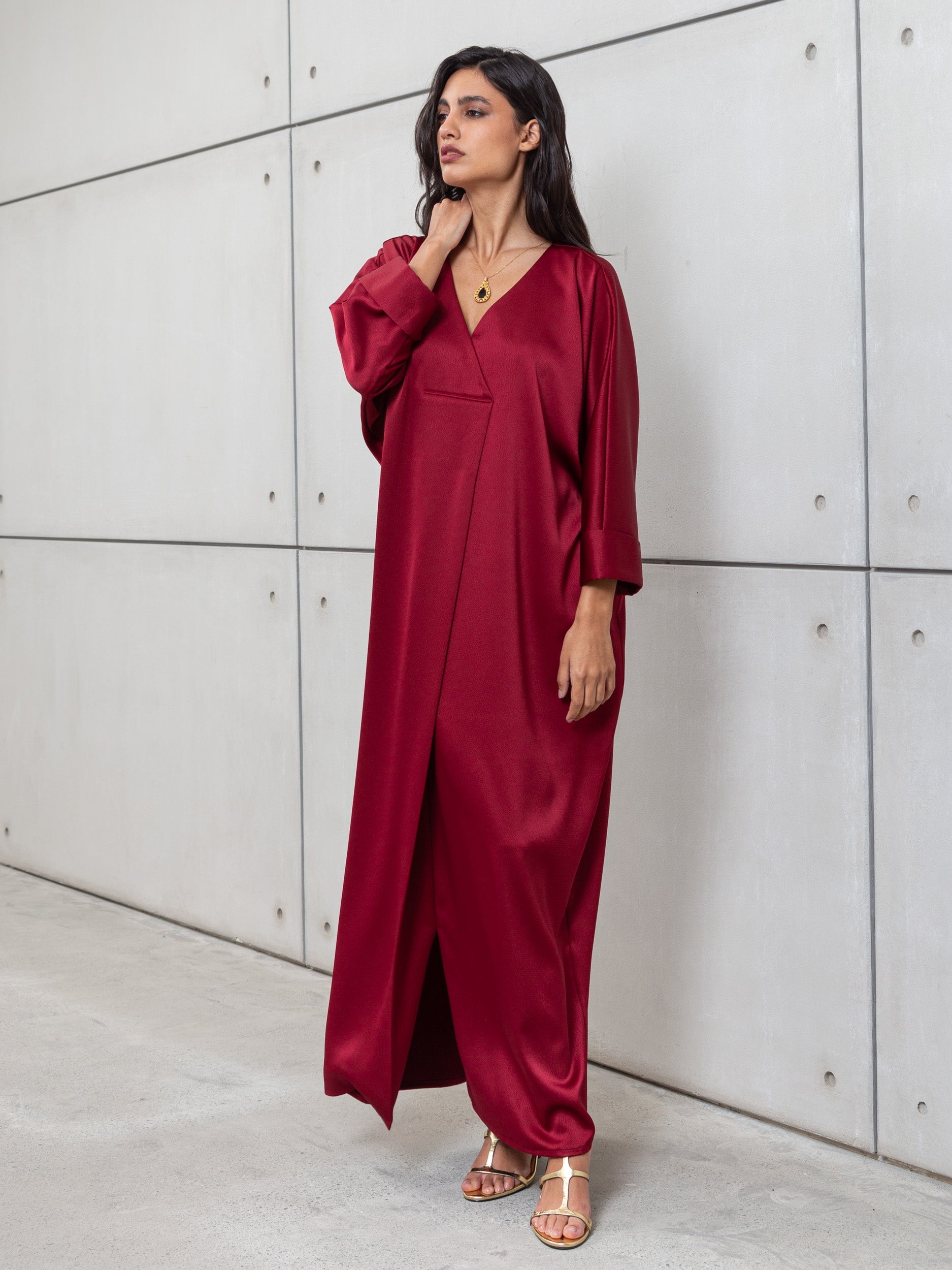 red kaftan dress in NPU-XYXY-202201 Strapless Corset Draped Lace Fabric and Wash Care Style:24" rhinestone part