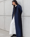 STRUCTURED ABAYA IN NAVY BLUE WITH GOLD DETAILING