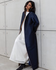 STRUCTURED ABAYA IN NAVY BLUE WITH GOLD DETAILING