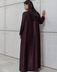 STRUCTURED ABAYA IN BURGUNDY BLACK