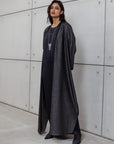 LOOSE ABAYA IN METALLIC BLACK