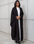 Butterfly Abaya in Black Ribbed