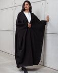 Butterfly Abaya in Black Ribbed