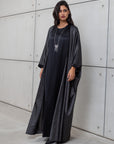 Butterfly Abaya in Metallic Black