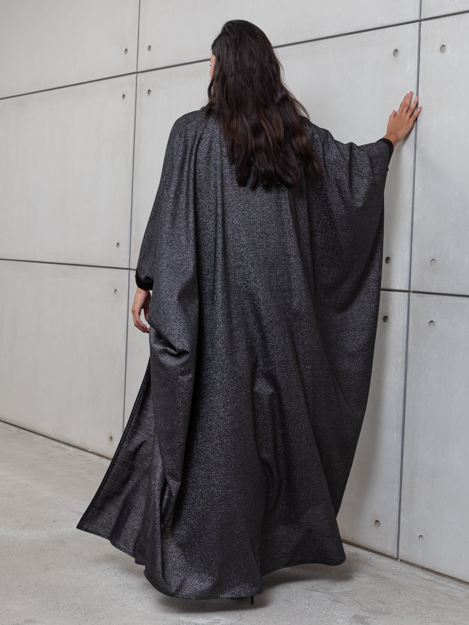 Butterfly Abaya in Metallic Black