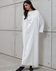 LOOSE ABAYA WITH UNDERDRESS IN WHITE