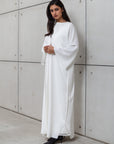 LOOSE ABAYA WITH UNDERDRESS IN WHITE