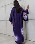 HAND PAINTED SILK KIMONO IN PURPLE FLORAL