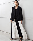 Fancy Jacket Abaya in Black_White RTW