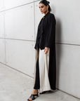 Fancy Jacket Abaya in Black_White RTW