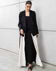 Fancy Jacket Abaya in Black_White RTW