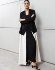 Fancy Jacket Abaya in Black_White RTW