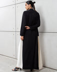 Fancy Jacket Abaya in Black_White RTW