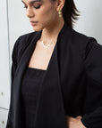 Fancy Jacket Abaya in Black_White RTW