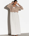 Two Tone Abaya in Taupe and Ivory RTW