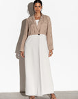 Two Tone Abaya in Taupe and Ivory RTW