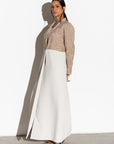 Two Tone Abaya in Taupe and Ivory RTW