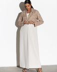 Two Tone Abaya in Taupe and Ivory RTW