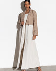 Two Tone Abaya in Taupe and Ivory RTW