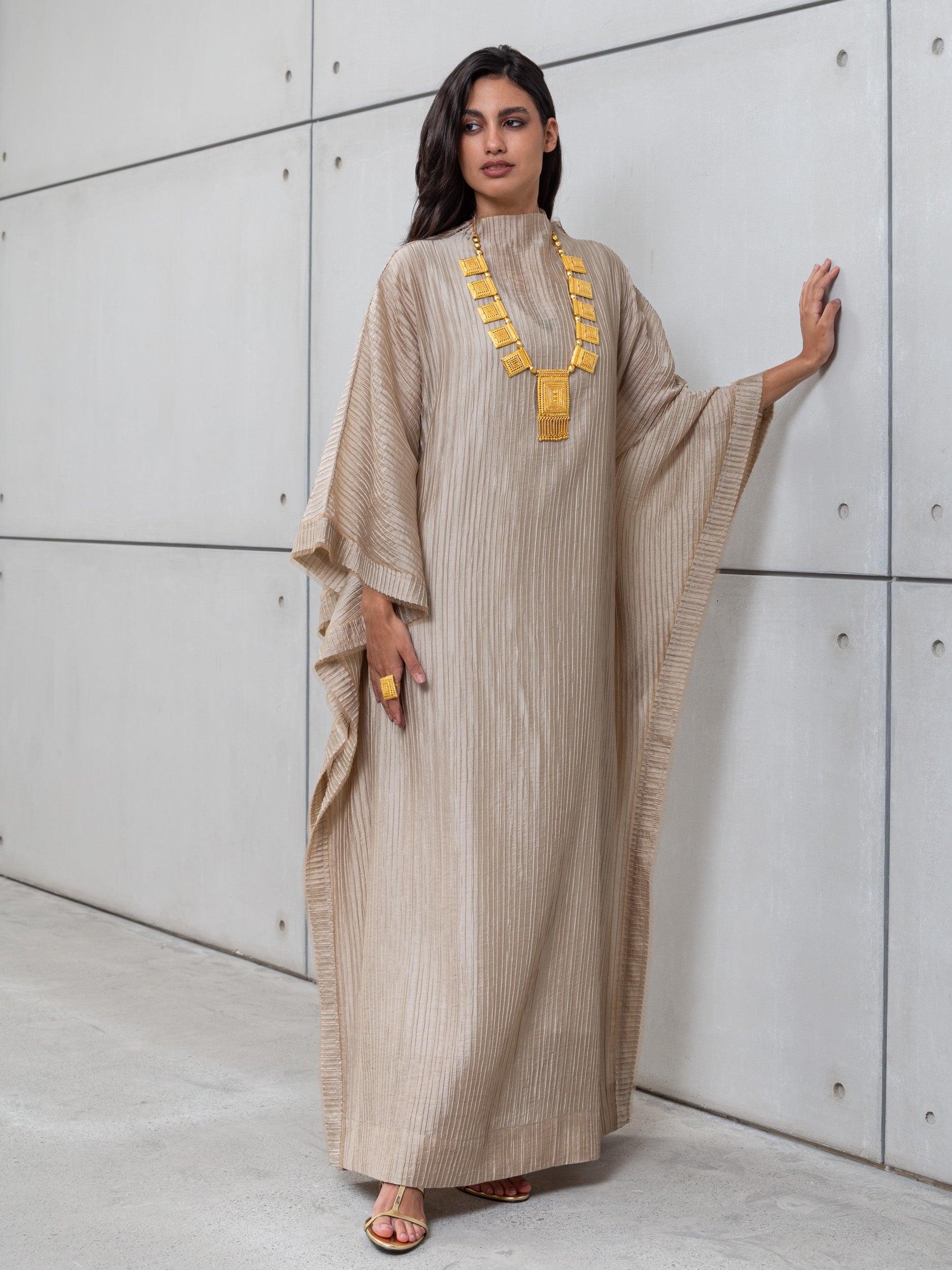 TEXTURED KAFTAN IN GOLD RTW