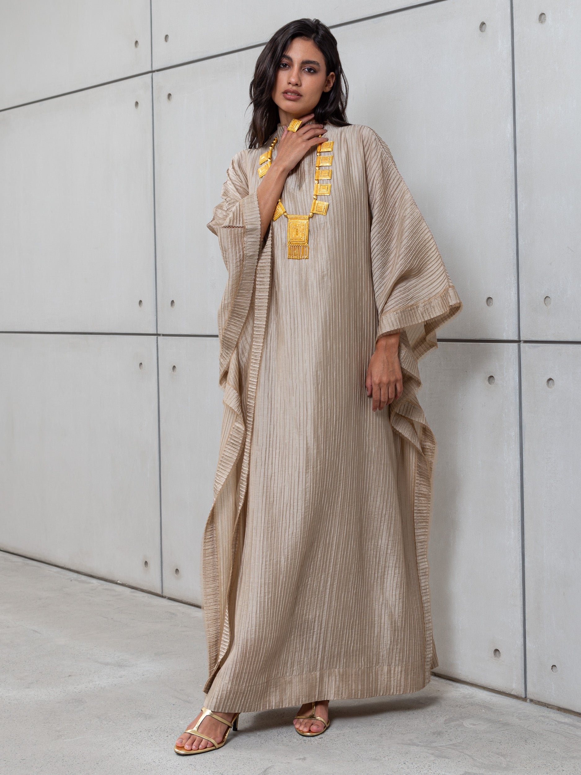 TEXTURED KAFTAN IN GOLD RTW