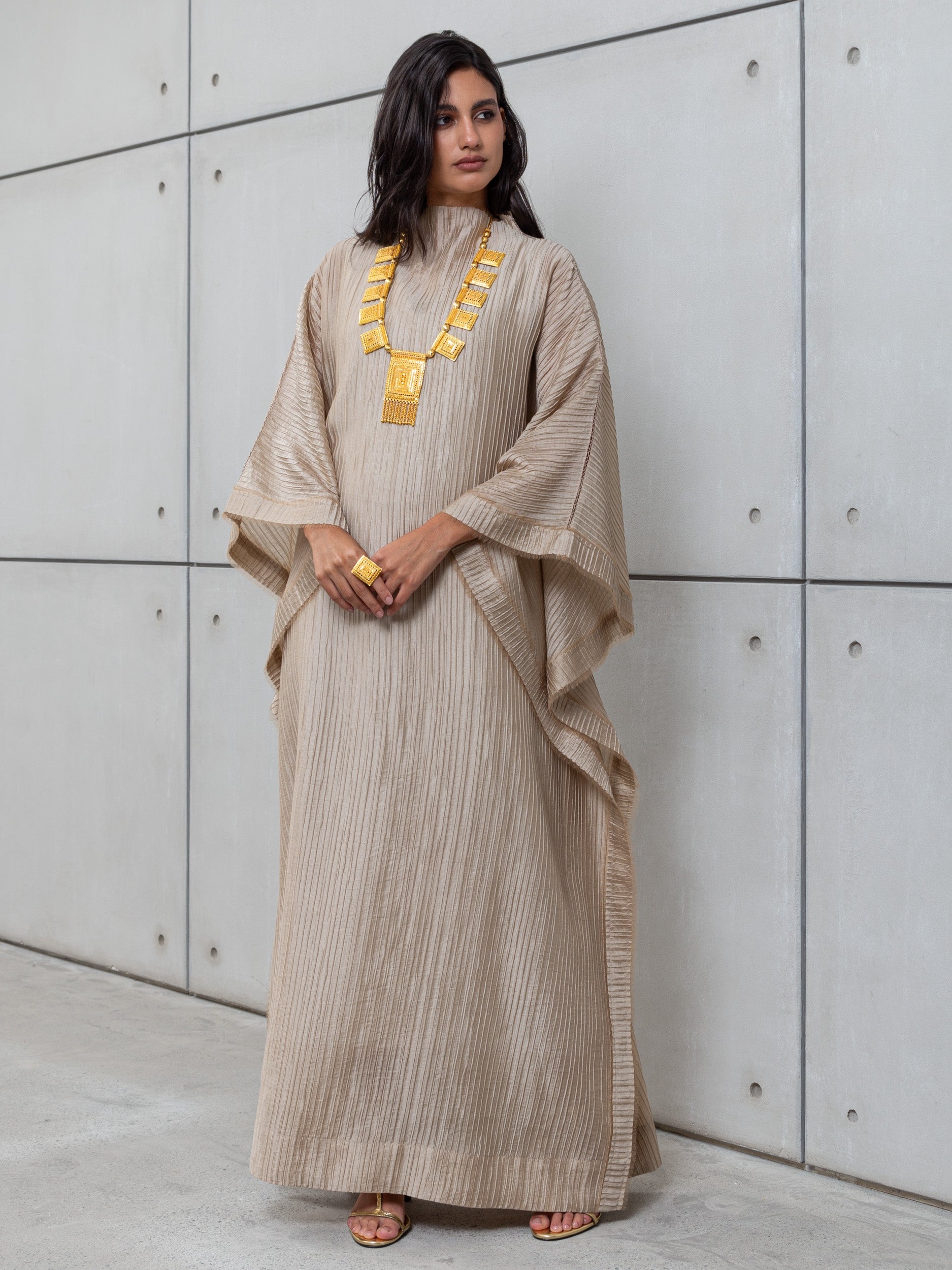 TEXTURED KAFTAN IN GOLD RTW