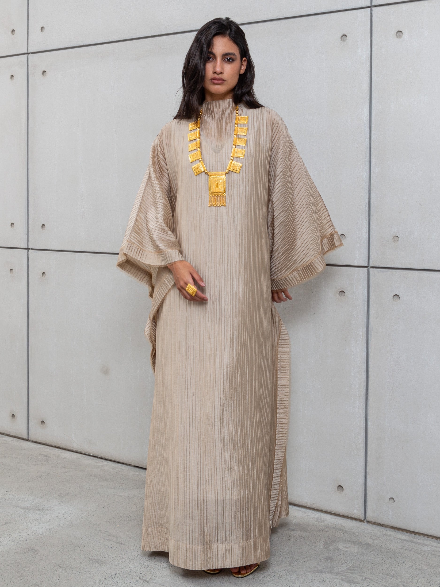 TEXTURED KAFTAN IN GOLD RTW