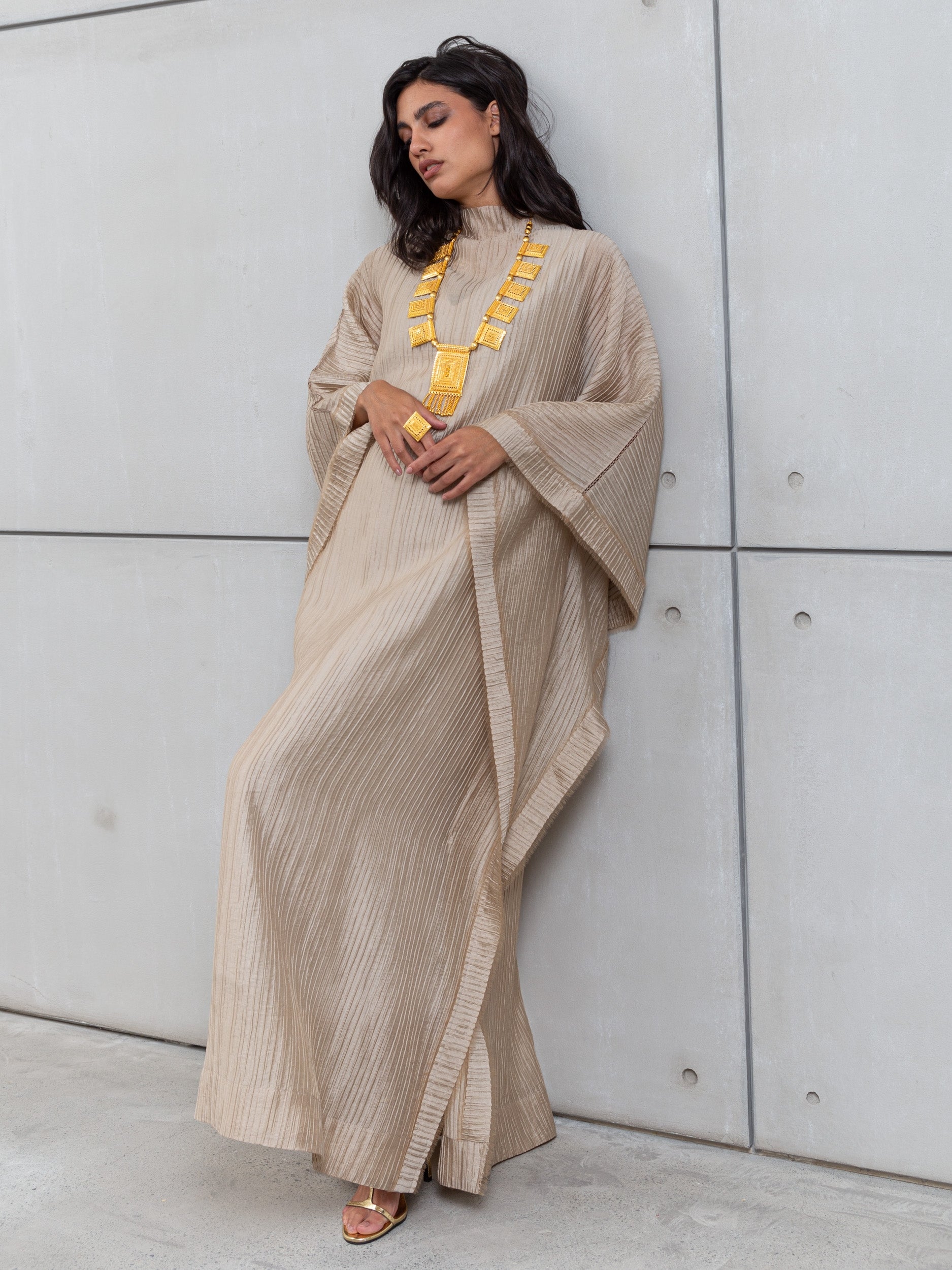 TEXTURED KAFTAN IN GOLD RTW