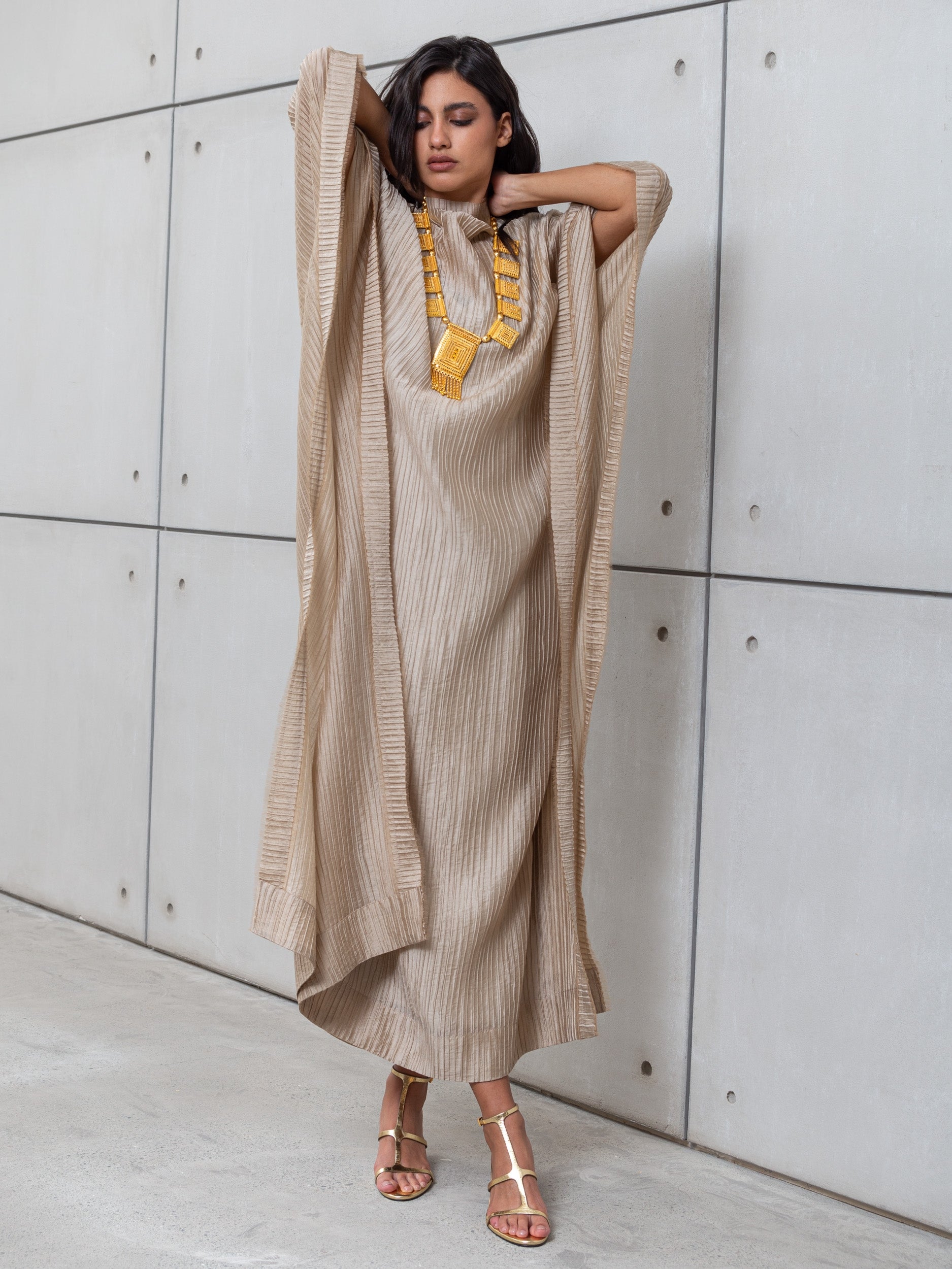 TEXTURED KAFTAN IN GOLD RTW