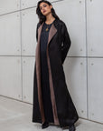 LUX ABAYA IN BLACK WITH ORGANZA DETAILING