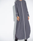 Gray Ripple Abaya with Ivory Detailing RTW