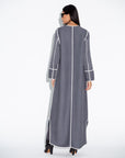 Gray Ripple Abaya with Ivory Detailing RTW