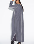 Gray Ripple Abaya with Ivory Detailing RTW